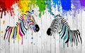 Colorful Zebra Mural Wallpaper | Filled with a lively artistic atmosphere - Carving wallpaper
