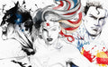 Comic Hero Ink Wallpaper Mural | Black, White, Gray and Dazzling Colors Blend - Carving wallpaper