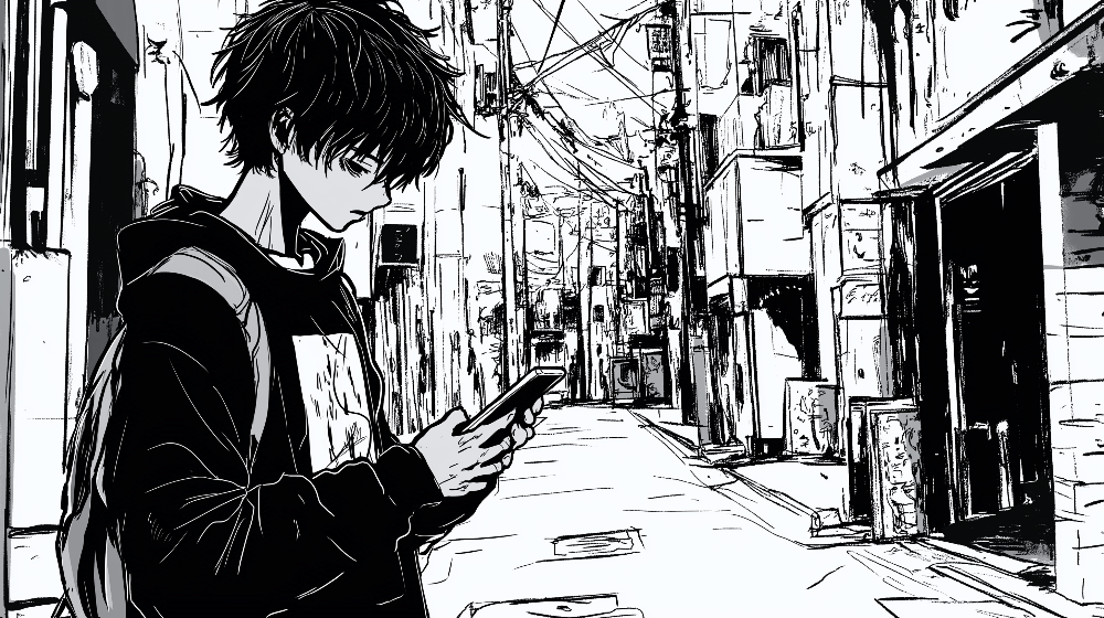Comic Wallpaper Mural | Black and White City Streets - Carving wallpaper