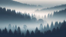 Cool-Toned Misty Forest Wallpaper Mural | Tranquil Pine Décor for Bedroom & Living Room
