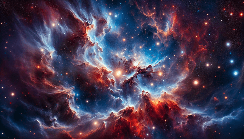 sci-fi nebula wall mural depicting vibrant colors of space with nebulae and stars, perfect for interior decor.