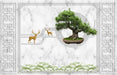 Creating the artistic conception of the entrance with welcoming pine and golden deer wallpaper murals