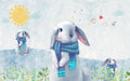 Cute Rabbit Wallpaper Mural | Cute Pet Children's Mural - Carving wallpaper