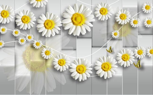 Daisy Wall Mural Wallpaper | 3D Daisy Wallpaper - Carving wallpaper