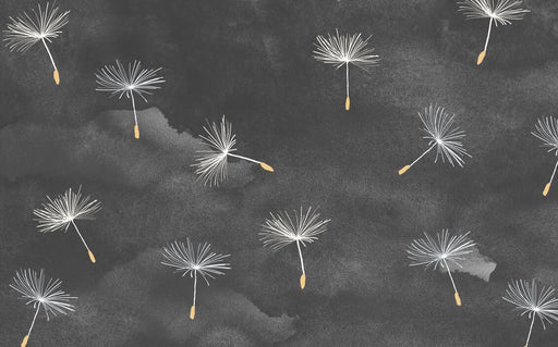 Dandelion Wallpaper Mural | Dandelion Wallpaper with Grey Background - Carving wallpaper