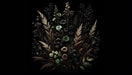 Dark floral wallpaper mural | Black background - Carving wallpaper