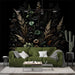 Dark floral wallpaper mural | Black background - Carving wallpaper