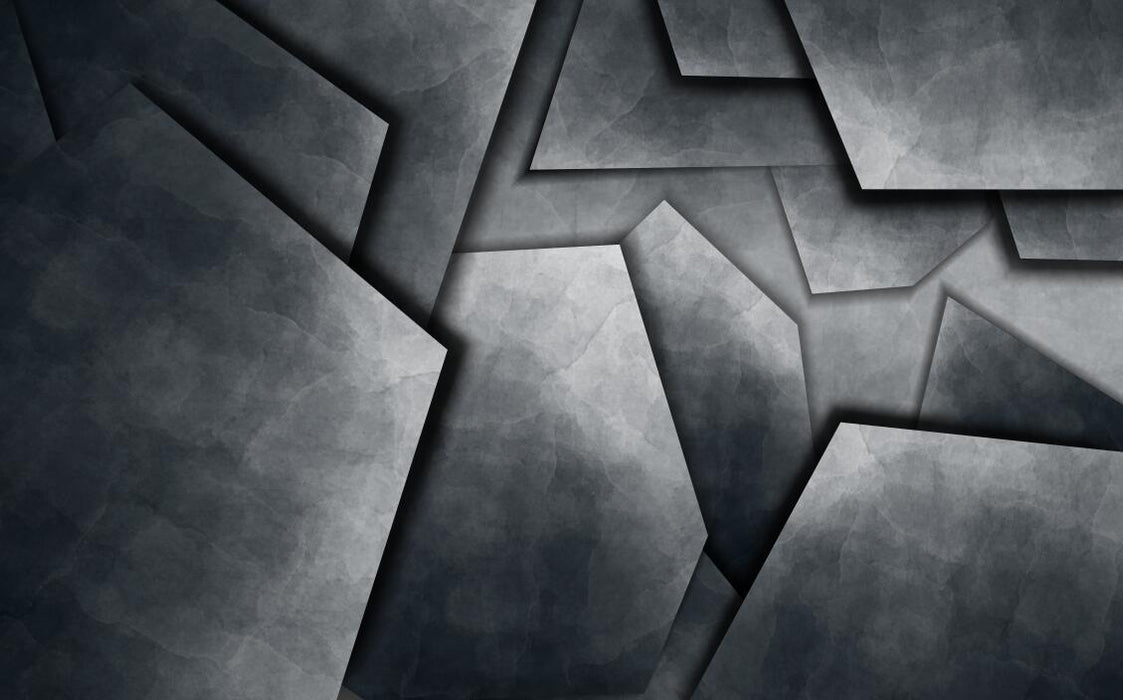 Dark gray geometric wallpaper mural | 3D geometric block surface - Carving wallpaper