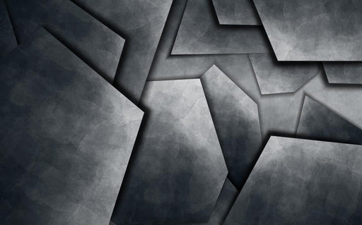 Dark gray geometric wallpaper mural | 3D geometric block surface - Carving wallpaper