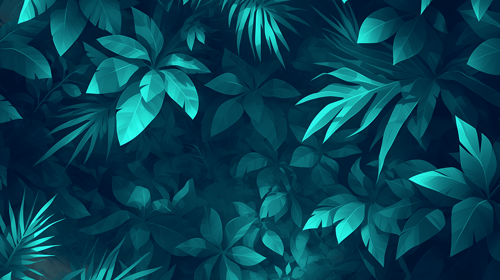Dark leaf wallpaper | Living room and bedroom decorative murals - deep green rainforest leaves texture for serene high-end living room walls