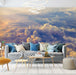 Dawn Cloudscape Mural Wallpaper | Serene Sky Elegance for Bedroom & Living Room – Cloudscape mural over sunset sky with pastel clouds in a cozy living room