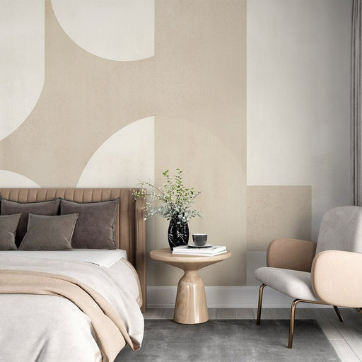 Decorative Arts Wallpaper Mural | Beige Circular and Rectangular - Carving wallpaper