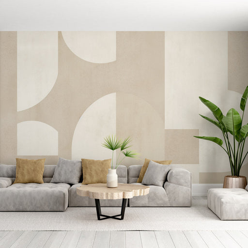 Decorative Arts Wallpaper Mural | Beige Circular and Rectangular - Carving wallpaper