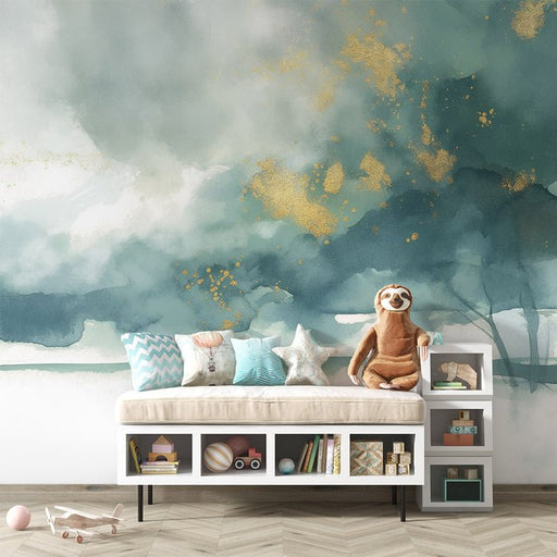 Decorative Arts Wallpaper Murals | Green and Gold Paintings - Carving wallpaper