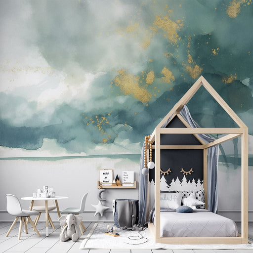 Decorative Arts Wallpaper Murals | Green and Gold Paintings - Carving wallpaper