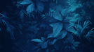 Deep Blue Plant Wallpaper Mural | Quiet Leaves - Carving wallpaper