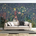 Deep Blue Tropical Wallpaper Mural | Hand-Painted Jungle with Exotic Birds & Botanicals — luxurious navy mural featuring vibrant tropical flora and painted birds in a living jungle backdrop