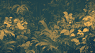Deep green gold plant wallpaper mural | Leaves, flowers - Carving wallpaper