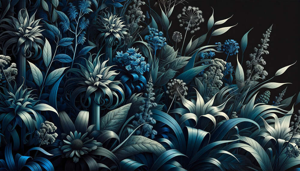 Deep sea blue-green plant wallpaper | Living room and bedroom decoration murals