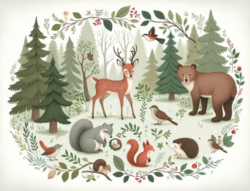 Deer Wall Painting Wallpaper Mural | Animals and Magic Forest - Carving wallpaper