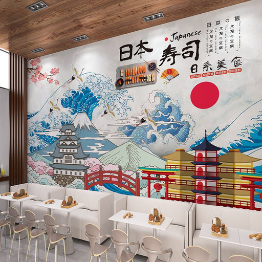 Delicious sushi wallpaper mural | strong Japanese style - Carving wallpaper