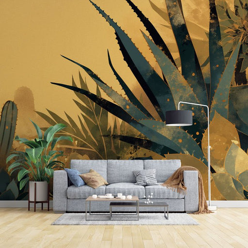 Desert plant wallpaper mural | Cactus succulent - Carving wallpaper