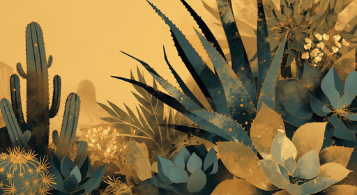 Desert plant wallpaper mural | Cactus succulent - Carving wallpaper