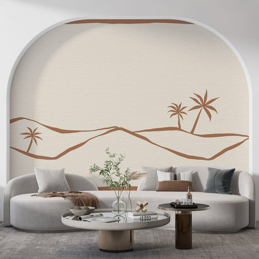 Desert Wind Wallpaper Mural | Palm Tree Line Painting Wallpaper - Carving wallpaper