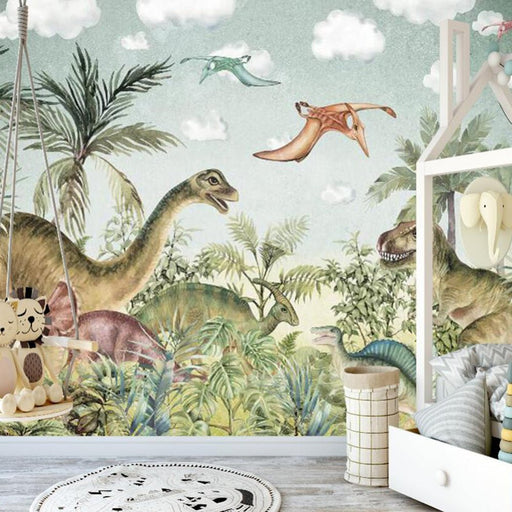 Dinosaur mural wallpaper | Creating a childlike and adventurous atmosphere - Carving wallpaper