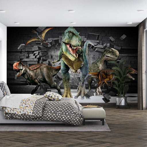 Dinosaur Wallpaper | Dinosaur Wall Breaking Children's Mural - Carving wallpaper