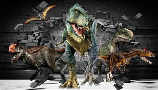 Dinosaur Wallpaper | Dinosaur Wall Breaking Children's Mural - Carving wallpaper