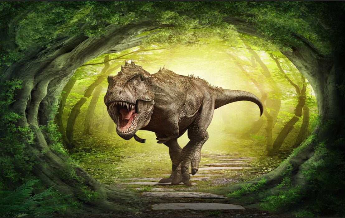 Dinosaur Wallpaper Mural | Forest Dinosaur Theme Children's Fun Wallpaper - Carving wallpaper
