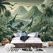 Dinosaur Wallpaper Mural | Green Realistic Landscape - Carving wallpaper