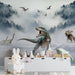 Dinosaur Wallpaper Mural | Misty Forest - Carving wallpaper