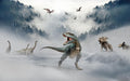Dinosaur Wallpaper Mural | Misty Forest - Carving wallpaper