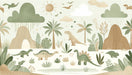Dinosaur Wallpaper Mural | Mountains and Clouds, Children's Room - Carving wallpaper