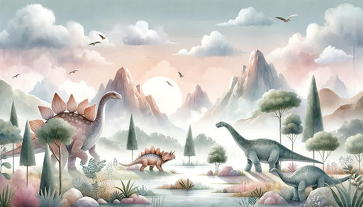 Dinosaur Wallpaper Mural | Valley with River - Carving wallpaper