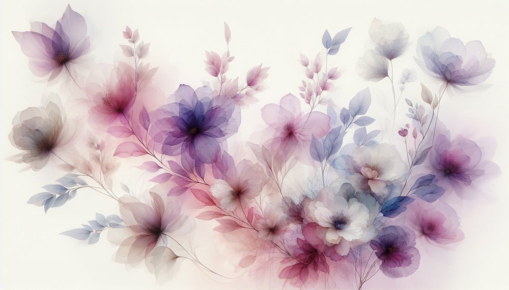 Dreamy Flower Wallpaper Mural | Light Purple Pink Flowers - Carving wallpaper