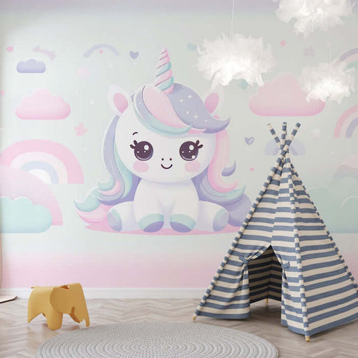 Dreamy Unicorn Wallpaper Mural | Children's Room Bedroom Girl Heart Decorative Wall