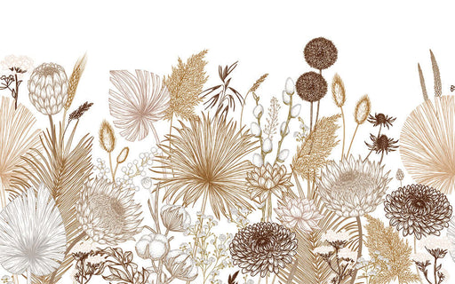 Dried flower art wallpaper mural | Living room and bedroom decoration painting
