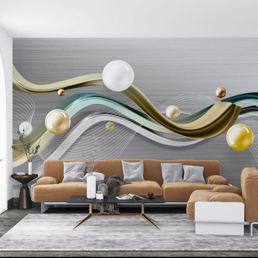 Dynamic curve colored ball wallpaper | Streamlined colored ball mural - Carving wallpaper