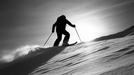 Dynamic Skiing Wallpaper Mural | Black and White Silhouette Skiing Picture - Carving wallpaper