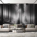 Elegant Black & White Misty Forest Wallpaper Mural - Tall Trees Art