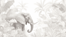 Elephant Wallpaper Mural | Jungle Wind - Carving wallpaper