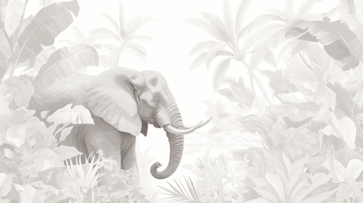 Elephant Wallpaper Mural | Jungle Wind - Carving wallpaper