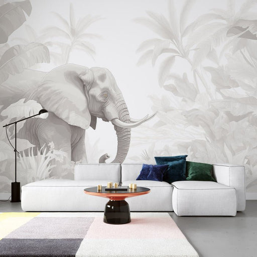 Elephant Wallpaper Mural | Jungle Wind - Carving wallpaper
