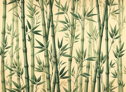 Emerald Bamboo Stems Wallpaper Mural - Zen Green Bamboo Theme for Bedroom & Living Room Décor