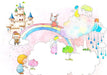 Enchanted Castle Wallpaper Mural | Whimsical Rainbow & Clouds for Kids' Rooms & Living Spaces