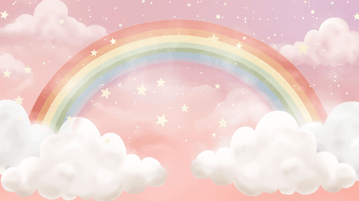 Enchanted Fairy Rainbow Wallpaper | Dreamy Pink Clouds & Stars Mural for Magical Girl's Bedroom