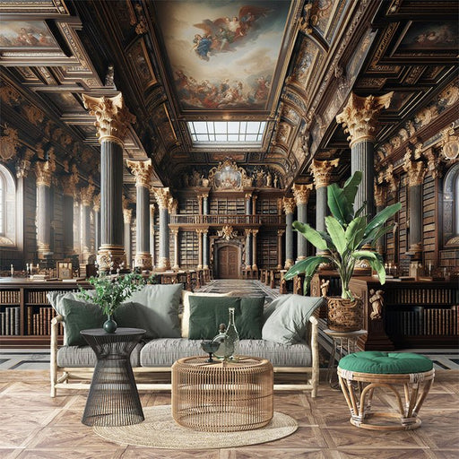 European classical library wallpaper murals | Luxurious palace style - Carving wallpaper